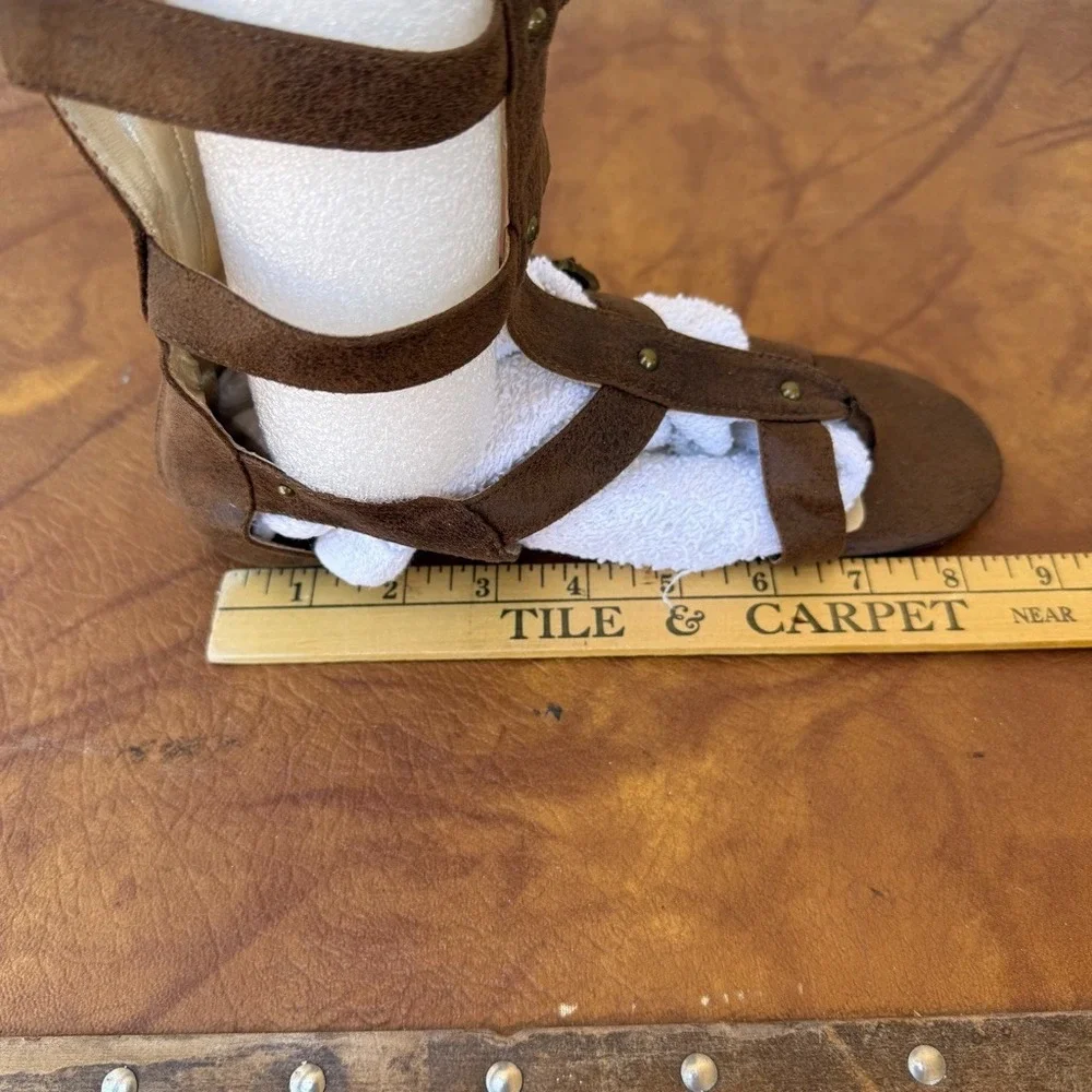 Joyfolie Jayla Youth 3 Brown Tall Gladiator Sandals Knee High Buckle Boho Girls